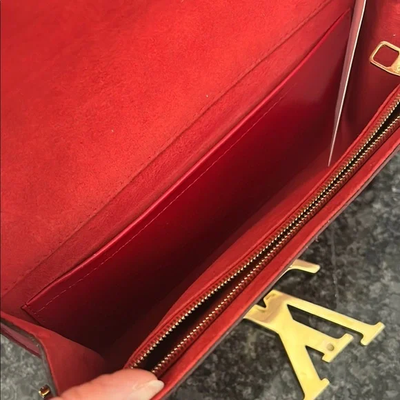 Louis Vuitton Red and Gold Clutch with Chain - Picture 7 of 10